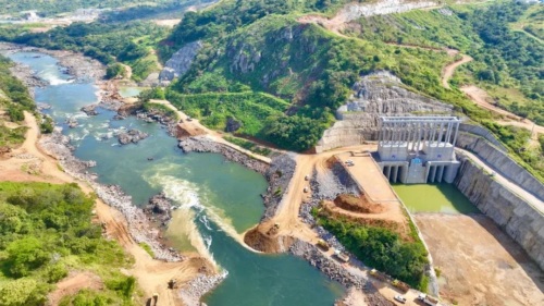 Aerial view of the Caculo-Cabaca Hydropower Station in Angola.