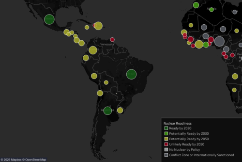 A map of nuclear energy sites in Latin America.