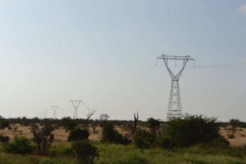 Power lines in East National Park in Kenya.
